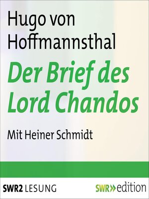 cover image of Der Brief des Lord Chandos